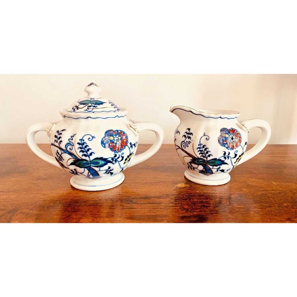 Blue Danube Mascot Japan Creamer and Sugar Bowl with Lid NA-1010 VG Condition